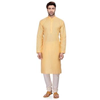 Yellow Men's Full Sleeve kurta pajama 1