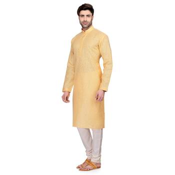 Yellow Men's Full Sleeve kurta pajama 2