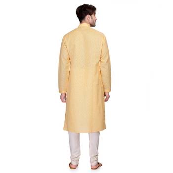 Yellow Men's Full Sleeve kurta pajama 3