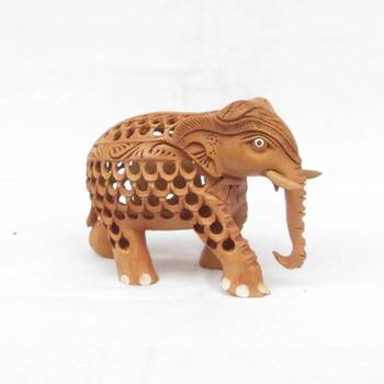 eCraftIndia Wooden Mother Elephant with Baby Elephant 1