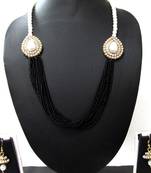 Black Pearl Two Side Brooch Jhumka necklace set