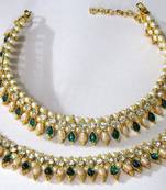 Green Tilak pearl anklet