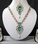 White Drop Sky Blue Stone Necklace Set