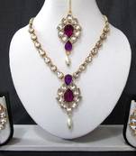 White Drop Purple Stone Necklace Set