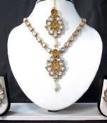 White Drop Yellow Stone Necklace Set