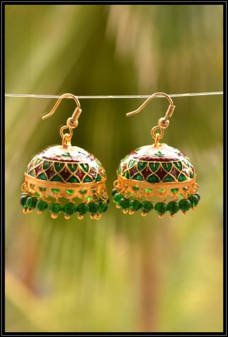 Oxisidised Multicolour jhumka earrings