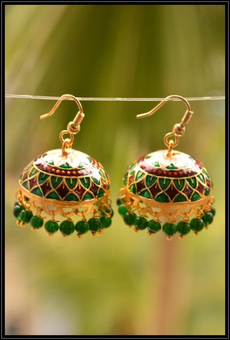 Oxisidised Multicolour jhumka earrings
