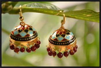 Oxisidised Multicolour jhumka earrings 1