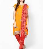 Kundan Stone Work Cotton Dress Material