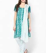 Grren Lehariya Design Dress Material