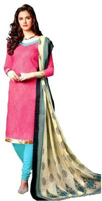 Pink Embroidered Jute Unstitched Salwar With Dupatta 1