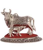 eCraftIndia White Metal Cow and Calf