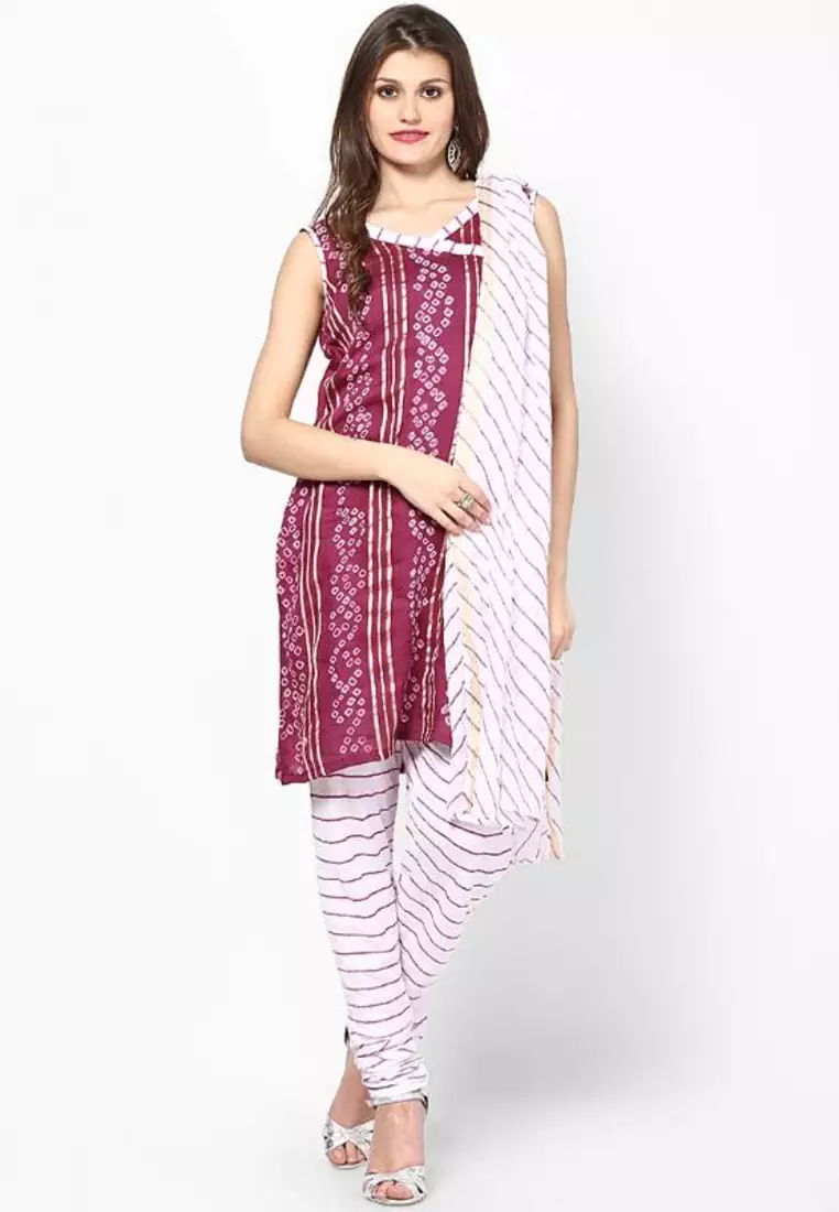 Magenta Cotton Dress Material