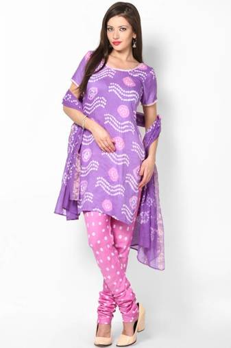 Amazing Pink Purple Bandhni Design Dress Material
