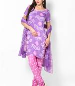 Amazing Pink Purple Bandhni Design Dress Material