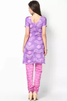 Amazing Pink Purple Bandhni Design Dress Material