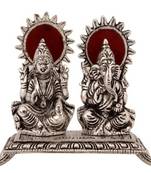 eCraftIndia White Metal Statue of Laxmi and Ganesha