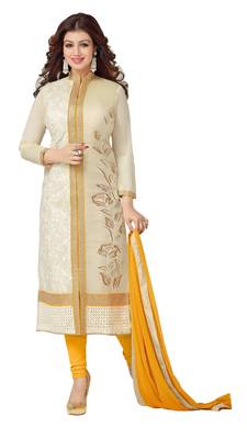 multicolor Chanderi printed semi stitiched salwar with dupatta 1