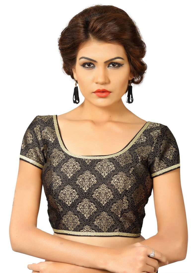 black and silver brocade blouse