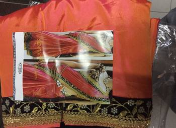 Orange embroidered Paper Silk saree With Blouse 2