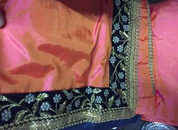 Orange embroidered Paper Silk saree With Blouse 3