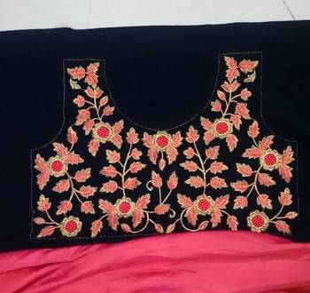 Orange embroidered Paper Silk saree With Blouse 4