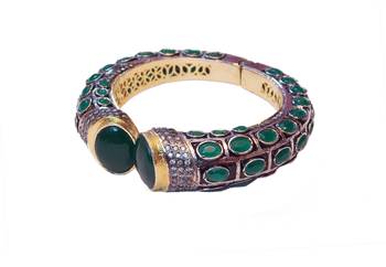 Royal FINE CZ EMERALD  OPENABLE BRACELET BANGLE  1