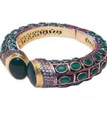 Royal FINE CZ EMERALD  OPENABLE BRACELET BANGLE 