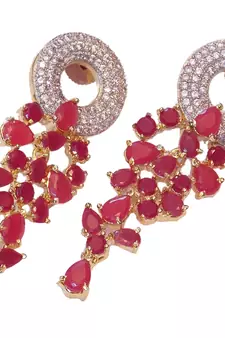 Celebrity royal collection cz diamond RUBY earring dangler