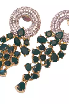 Celebrity royal collection cz diamond emerald earring dangler