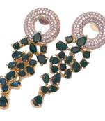 Celebrity royal collection cz diamond emerald earring dangler