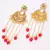  PEARL RED STONE CHAND BALI DANGLER EARRING