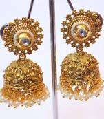 Gold PEARL KUNDAN JHUMKI EARRING