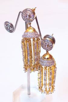 FINE CZ STUD JHUMKI DANGLER EARRING