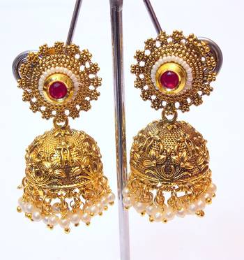 Ethnic Pearl Golden Jhumki 1