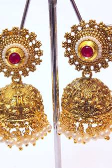 ETHNIC PEARL GOLDEN JHUMKI