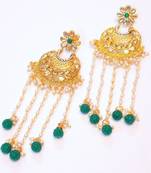 BEAUTIFUL LONG GREEN STONE STUD RING