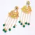 BEAUTIFUL LONG GREEN STONE STUD RING
