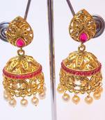 ETHNIC RUBY STUD JHUMKI EARRING