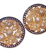 Gold FINE Cubic Zirconia BIG STUD EARRING