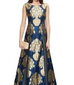 Blue  embroidered net unstitched ghagra choli