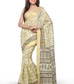 Green printed cotton saree with blouse