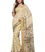 Green printed cotton saree with blouse