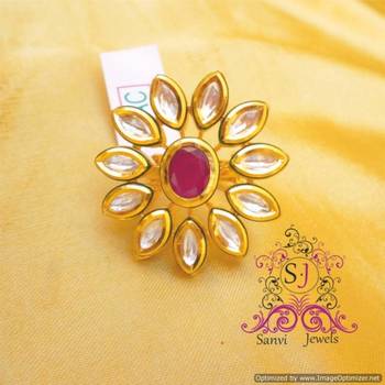 Kundan Meenakari Adjustable Ring 1