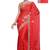 Red embroidered brasso saree with blouse