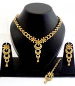 Designer partywear delicate necklace set with maang tikka