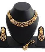 Designer golden stone necklace set with maang tikka
