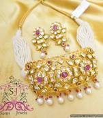 Ruby Kundan Meena Choker Necklace