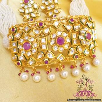 Ruby Kundan Meena Choker Necklace 3
