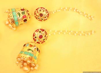Gold Look Navratan Polki Jhumka's 2